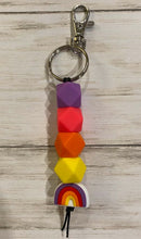 Load image into Gallery viewer, Rainbow Keychain with Silicone Beads (Purple)
