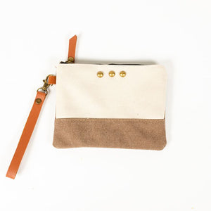 Sadie Canvas Hobo Wristlet (Brown)