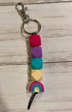 Load image into Gallery viewer, Rainbow Keychain with Silicone Beads (Purple)
