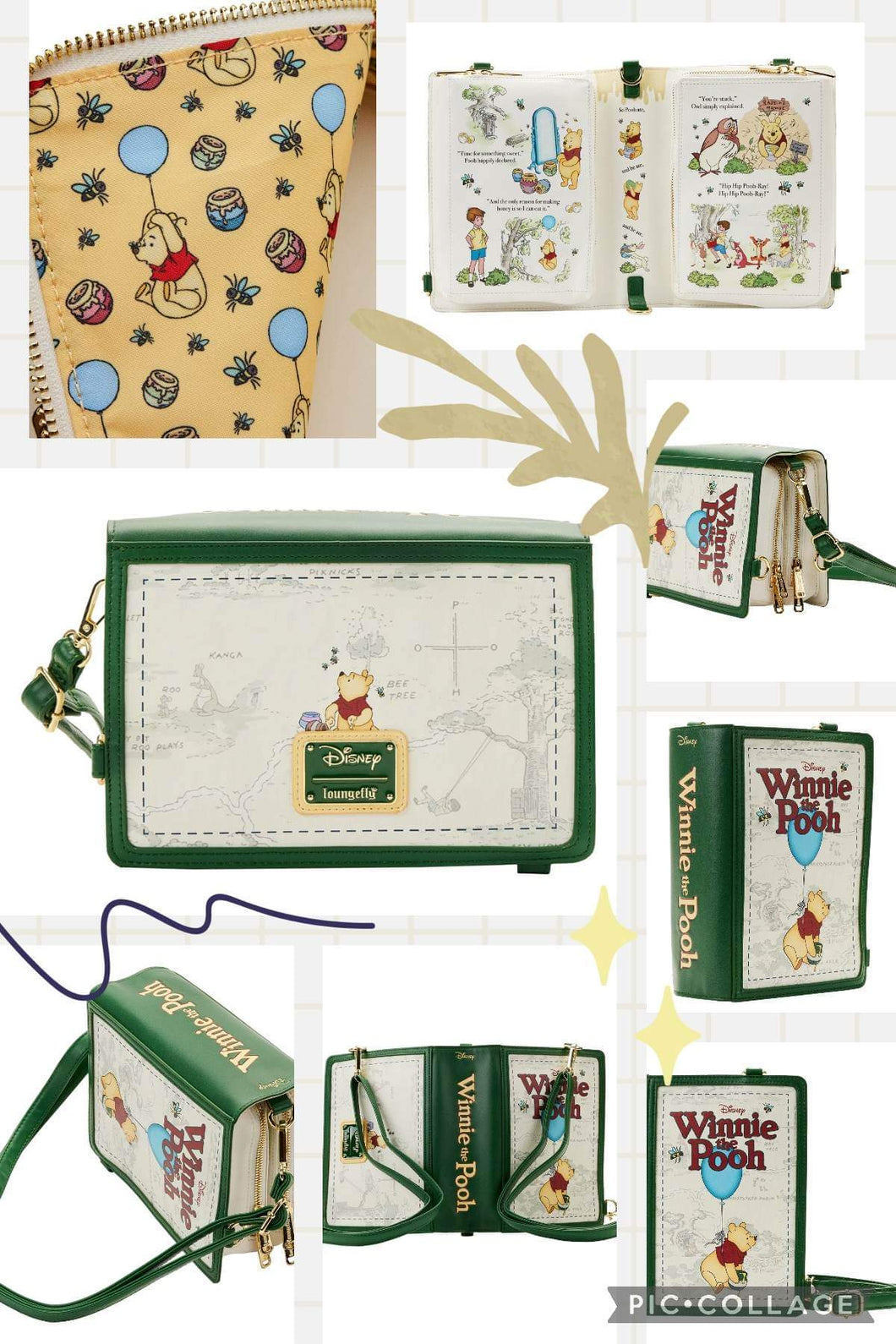 LoungeFly Winnie the Pooh Classic Book Cover Convertible Crossbody Bag