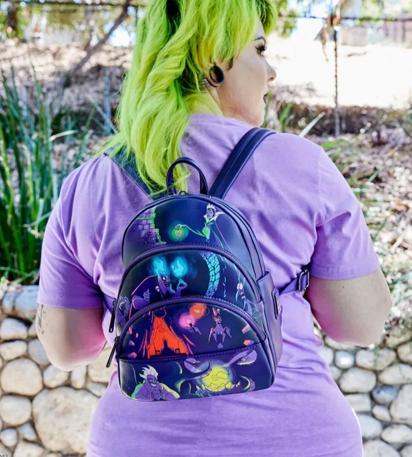 LoungeFly Disney Villains Glow in the Dark Mini Backpack Autumn