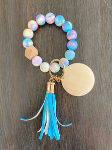 Candy Cloud Tie Dye Silicone Bead Wristlet Keychain